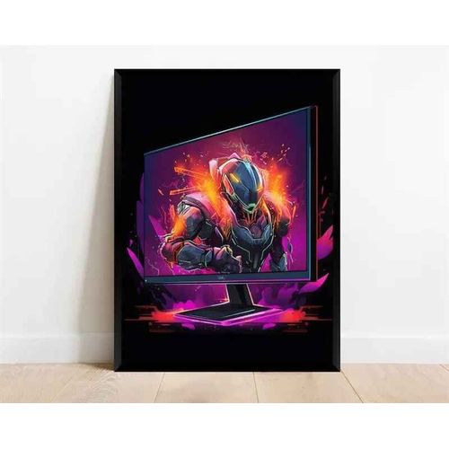 Affiche De Personnage De Jeu Vidéo Pop Néon,Casque De Manette De Jeu,Football,Basket-Ball,Toile Imprimée,Décor Artistique Mural,Décoration De Salle De Jeu - Type 20x30cm No Frame #J