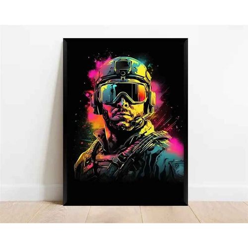 Affiche De Personnage De Jeu Vidéo Pop Néon,Casque De Manette De Jeu,Football,Basket-Ball,Toile Imprimée,Décor Artistique Mural,Décoration De Salle De Jeu - Type 30x40cm No Frame #M
