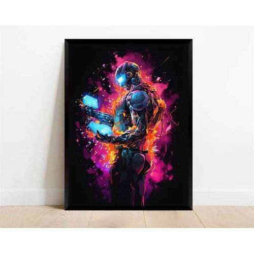 Affiche De Personnage De Jeu Vidéo Pop Néon,Casque De Manette De Jeu,Football,Basket-Ball,Toile Imprimée,Décor Artistique Mural,Décoration De Salle De Jeu - Type 40x60cm No Frame #S
