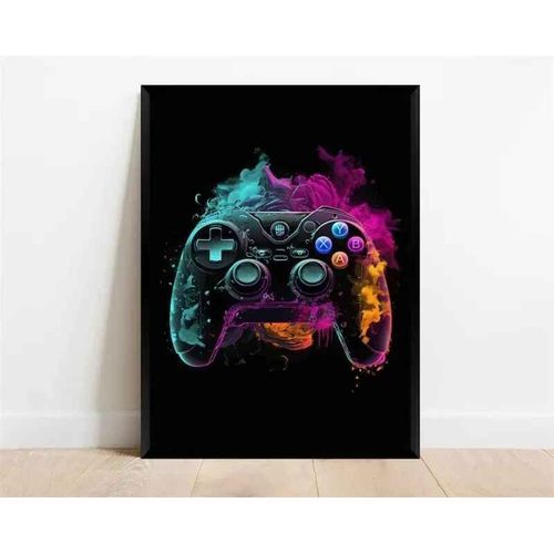Affiche De Personnage De Jeu Vidéo Pop Néon,Casque De Manette De Jeu,Football,Basket-Ball,Toile Imprimée,Décor Artistique Mural,Décoration De Salle De Jeu - Type 50x75cm No Frame #V