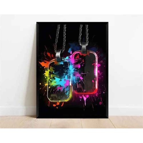 Affiche De Personnage De Jeu Vidéo Pop Néon,Casque De Manette De Jeu,Football,Basket-Ball,Toile Imprimée,Décor Artistique Mural,Décoration De Salle De Jeu - Type 20x30cm No Frame #X