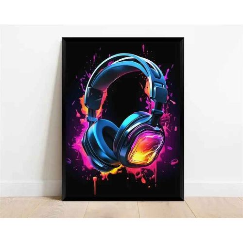 Affiche De Personnage De Jeu Vidéo Pop Néon,Casque De Manette De Jeu,Football,Basket-Ball,Toile Imprimée,Décor Artistique Mural,Décoration De Salle De Jeu - Type 50x75cm No Frame #Y