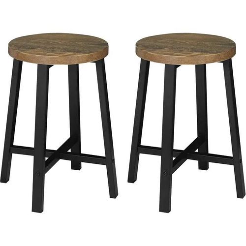 Tabouret Salle À Manger Lot De 2. Tabouret Cuisine. Style Industriel. Marron Rustique+Noir.