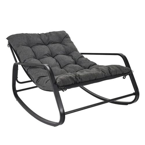 Vidia - Fauteuil À Bascule Anthracite Avec Coussin Capitonné