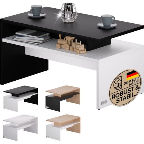 Casaria® Table Basse Rectangulaire Blanc Noir 92x51x48cm Table De Salon 50kg Table Basse Moderne Rangement Intérieur