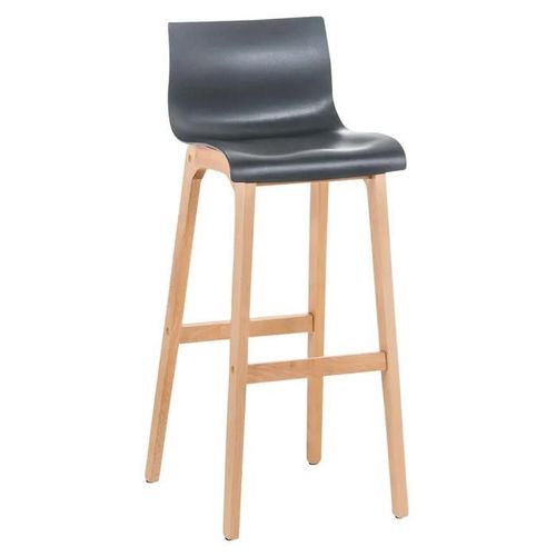 Tabouret De Bar Hoover Assise En Plastique Piètement Bois Nature Gris