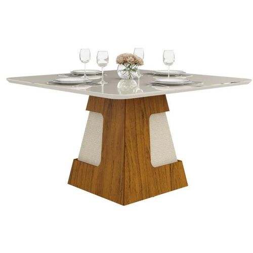 Table À Manger 8 Personnes Carrée 136 Cm Chêne Et Blanc