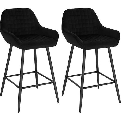 Design Chaise Haute Pour Bar. Tabourets De Bar En Velours Lot De 2. Cadre En Métal. Noir