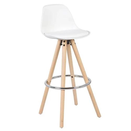 Tabourets De Bar En Similicuir Et Bois Avec Repose-Pieds 38-5x33x96-5cm Blanc