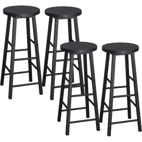 Lot De 4 Tabourets De Bar.Tabouret De Bistrot.Chaise Stable+Durable.Surface Dassise En Mdf.Noir