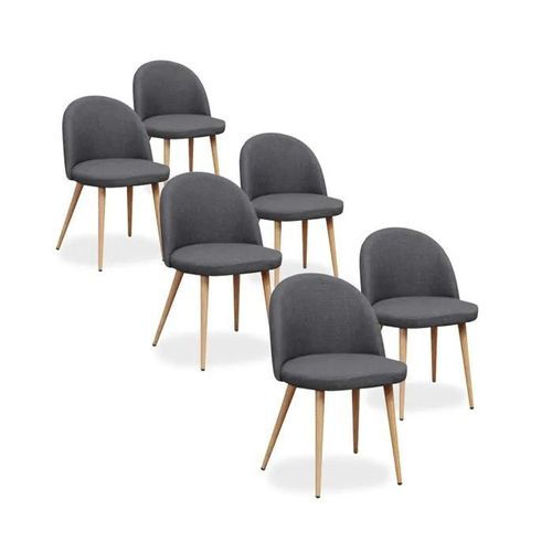Lot De 6 Chaises Scandinaves Cecilia Tissu Gris Foncé