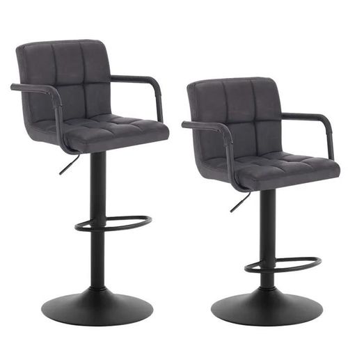 Lot De 2 Tabourets De Bar Avec Dossier-Siège Bien En Similicuir-Pieds En Acier-37x51x112 Cm-Noir