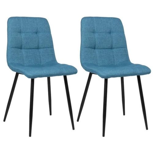 Lot De 2 Chaises De Salle À Manger Tilde Avec Piètement En Métal Noir Bleu/Tissu