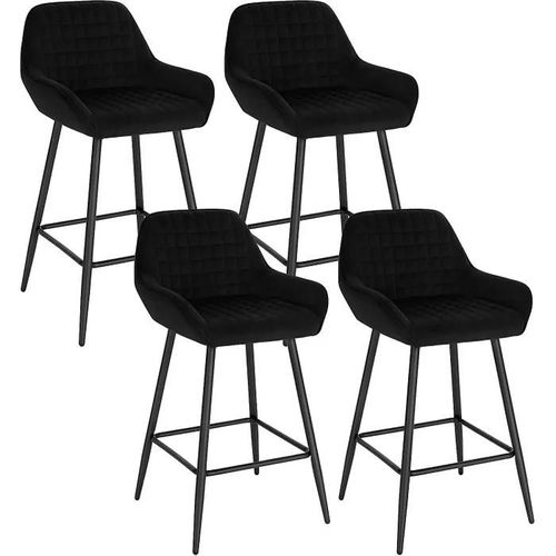 Design Chaise Haute Pour Bar. Tabourets De Bar En Velours Lot De 4. Cadre En Métal. Noir