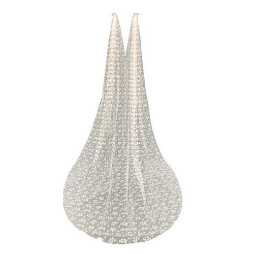 Femmes Long Tulle Fleur Imprimé Cape Voile Cathédrale Doux Mariée Wraps Pour Fête