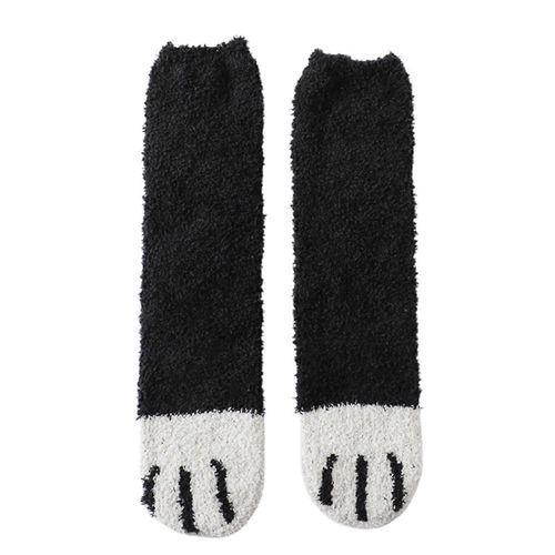 Femmes D¿Hiver Épaissir Flou Moelleux Cosy Chaud Pantoufle Chaussettes Mignon Pour Chat Patte Animal Imprimé Doux Maison Sol Bas De Couchage Collants