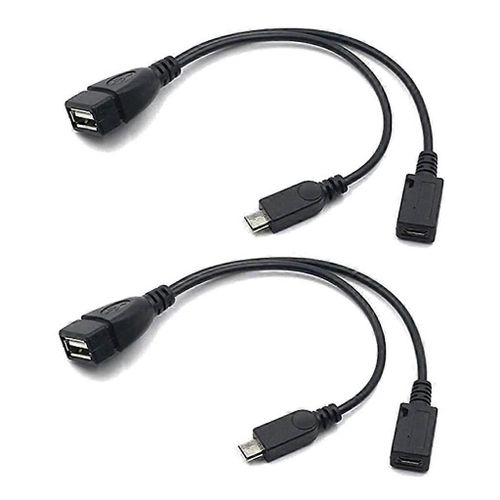 Adaptateur Micro USB vers USB 2-en-1 (câble OTG + câble d¿alimentation) - Paquet de 2 / 20 cm