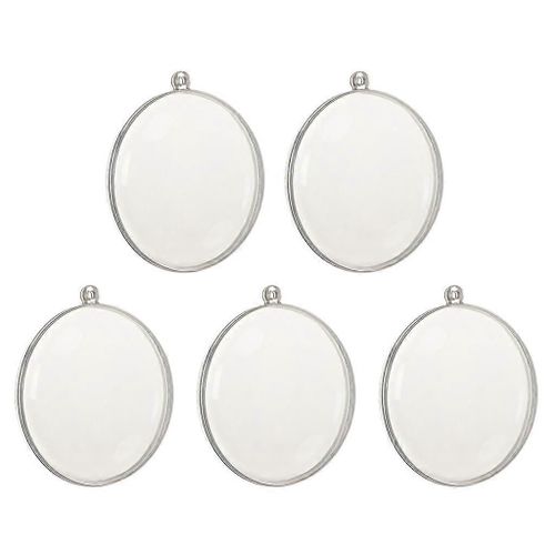 5Pcs Oblate Forme Clair En Plastique Ornement DIY Noël Fillable Boule Suspendue