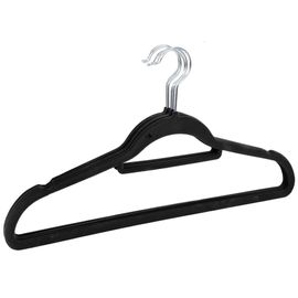 Lot de 5 Cintres avec barre floqué velours Noir