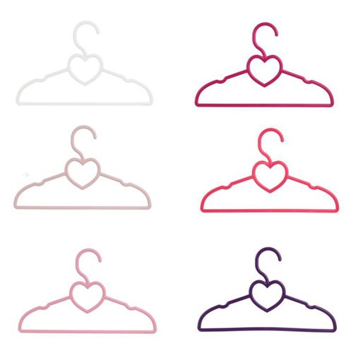Lot de 6 cintres enfant COEUR multicolores