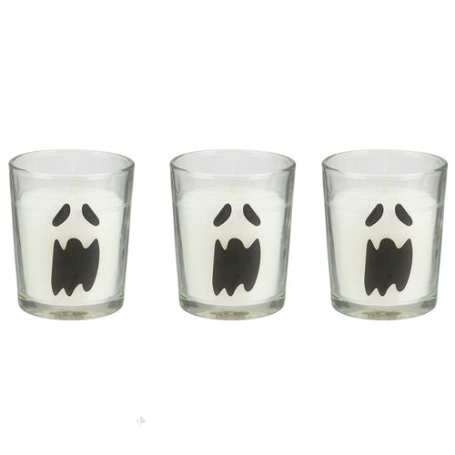 Lot de 3 bougies parfumées Vanille HALLOWEEN Ghost