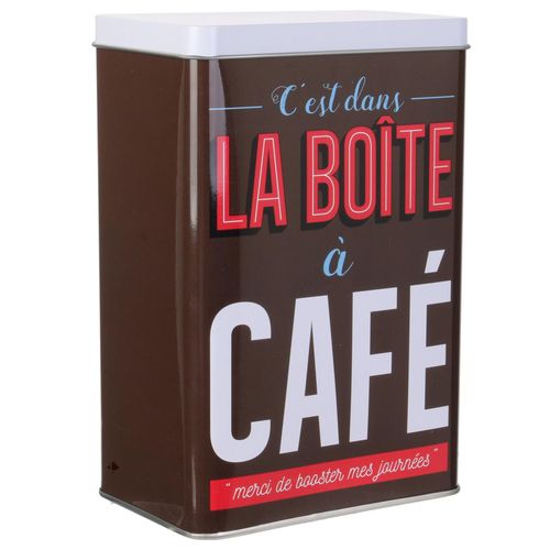 Petite boîte métal LA BOITE A Café marron