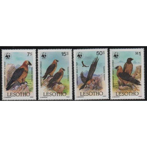 Lesotho Timbres Oiseaux : Les Vautours 1986