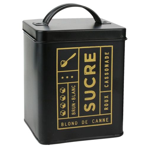 Boite de rangement 15L en métal motif sucre collection BLACK MAT noire