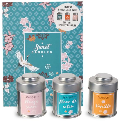 Coffret de 3 bougies parfumées vanille nuage sucré et de fleur de coton collection SWEET