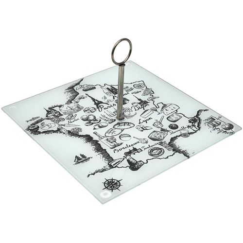 Plateau En Verre France Et Fromages Forme Carte De La France Beige Et Blanc