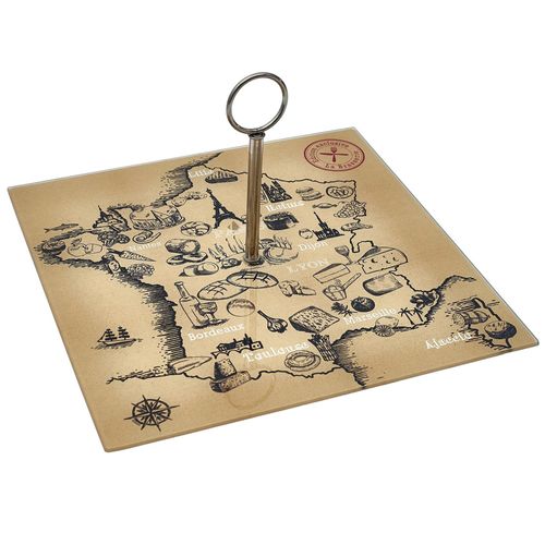 Plateau En Verre France Et Fromages Forme Carte De La France Beige Et Noir