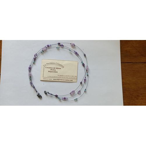 Collier Triple Pierres Naturelles