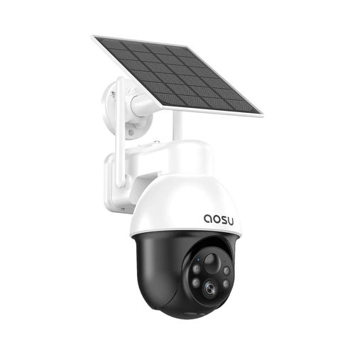 Aosu 3K Caméra Surveillance WiFi Exterieure sans Fil, 5MP Camera de Surveillance Extérieur avec Panneau Solaire Mobile pour Sécurité à Domicile, 360° PTZ, Suivi Automatique, Vision Nocturne Couleurs
