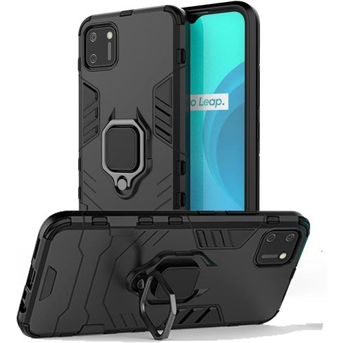 Compatible Avec Realme C11 Version 2020 6.2 '' Coque Résistante Anti Choc Avec Anneau Bague Anti Chute/Béquille Noir Anneau