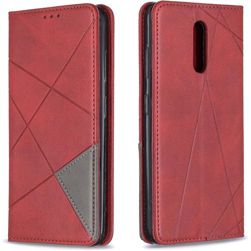 Étui À Rabat En Cuir Synthétique Avec Support Et Fermeture Magnétique Pour Nokia 3.2 Motif Losange