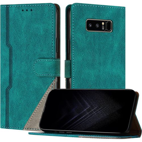 Étui Pour Samsung Galaxy Note 8, Housse En Cuir Pu Avec Protection Antichoc Tpu Fonction Support Porte-Cartes Antichoc Magnétique Coque Pour Galaxy Note 8 - Vert