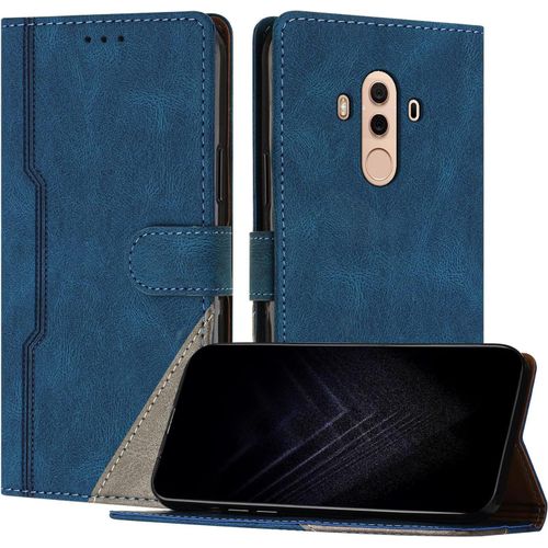 Étui Pour Huawei Mate 10 Pro, Housse En Cuir Pu Avec Protection Antichoc Tpu Fonction Support Porte-Cartes Antichoc Magnétique Coque Pour Huawei Mate 10 Pro - Bleu