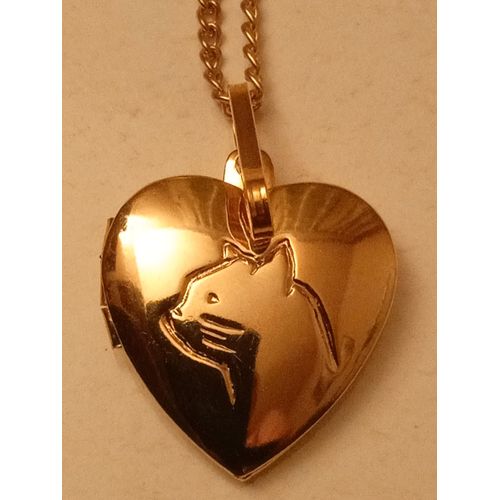 Pendentif C?ur Gravure Chat