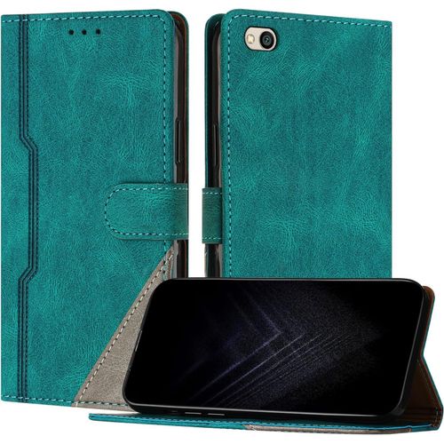 Étui Pour Xiaomi Redmi 5a, Housse En Cuir Pu Avec Protection Antichoc Tpu Fonction Support Porte-Cartes Antichoc Magnétique Coque Pour Redmi 5a - Vert