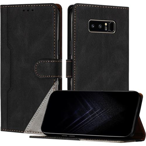 Étui Pour Samsung Galaxy Note 8, Housse En Cuir Pu Avec Protection Antichoc Tpu Fonction Support Porte-Cartes Antichoc Magnétique Coque Pour Galaxy Note 8 - Noir