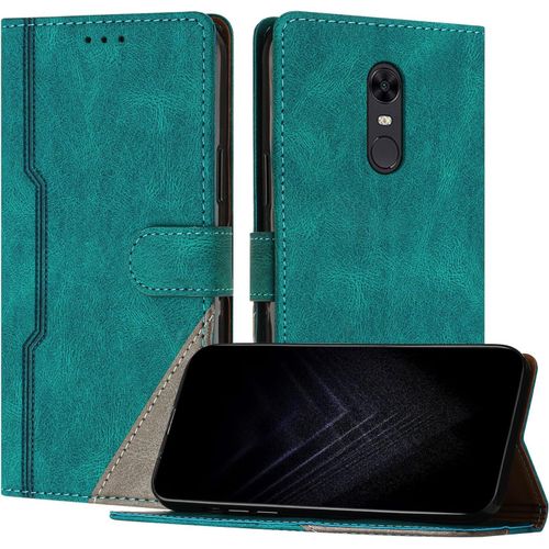 Étui Pour Xiaomi Redmi 5 Plus, Housse En Cuir Pu Avec Protection Antichoc Tpu Fonction Support Porte-Cartes Antichoc Magnétique Coque Pour Redmi 5 Plus - Vert
