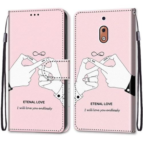 Coque En Pu Cuir Pour Nokia 2.1 Étui Flip Cover Clapet De Protection Portefeuille Avec Motif Amour Etenal Housse Magnétique Case Étui À Rabat Antichoc Cover Nokia 2.1 5.5