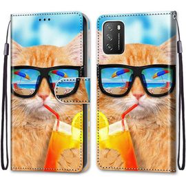 Coque En Pu Cuir Pour Xiaomi Poco M3 Étui Flip Cover Clapet De Protection Portefeuille Avec Motif Chat D'or Cool Housse Magnétique Case Wallet Étui À Rabat Antichoc Cover