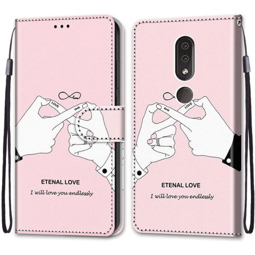 Coque En Pu Cuir Pour Nokia 4.2 Étui Flip Cover Clapet De Protection Portefeuille Avec Motif Amour Etenal Housse Magnétique Case Wallet Étui À Rabat Antichoc Cover Nokia 4.2 5.71-Pouces