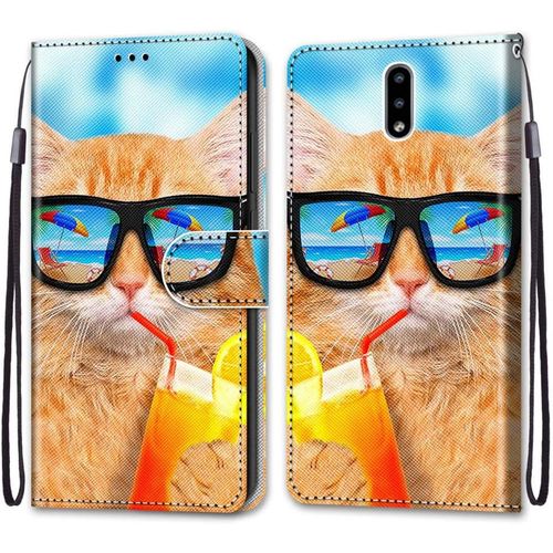 Coque En Pu Cuir Pour Nokia 2.3 Étui Flip Cover Clapet De Protection Portefeuille Avec Motif Chat D'or Cool Housse Magnétique Case Wallet Étui À Rabat Antichoc Cover Nokia 2.3 6.2-Pouces