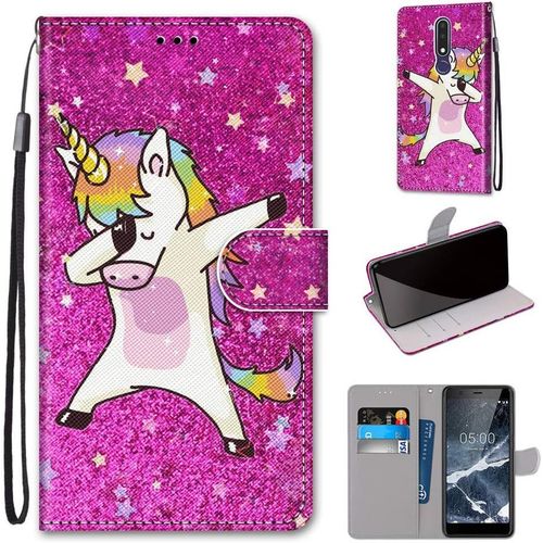 Coque En Pu Cuir Pour Nokia 3.1 Plus 6.0"" Étui Flip Cover Clapet De Protection Portefeuille Avec Motif Cheval De Danse Housse Magnétique Case Wallet Étui À Rabat Antichoc Cover Nokia X3
