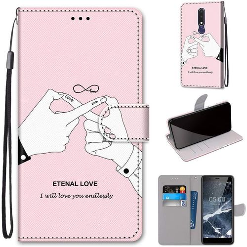 Coque En Pu Cuir Pour Nokia 3.1 Plus 6.0"" Étui Flip Cover Clapet De Protection Portefeuille Avec Motif Amour Etenal Housse Magnétique Case Wallet Étui À Rabat Antichoc Cover Nokia 3.1 Plus