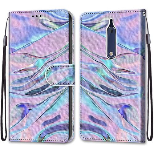 Coque En Pu Cuir Pour Nokia 5 Étui Flip Cover Clapet De Protection Portefeuille Avec Motif Motif Fluorescent Housse Magnétique Case Wallet Étui À Rabat Antichoc Cover Pour Nokia 5 5.2