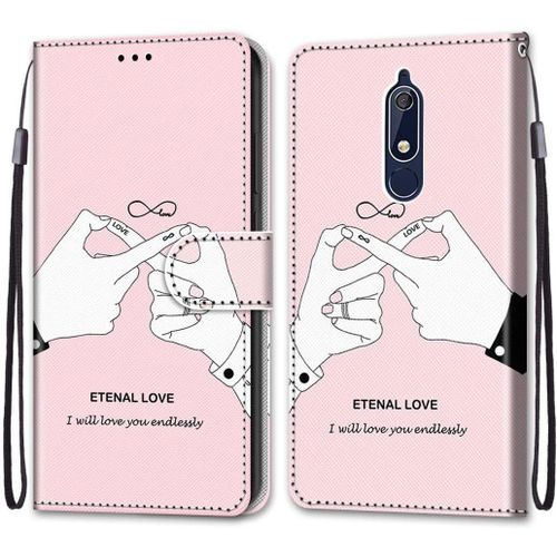 Coque En Pu Cuir Pour Nokia 5.1 Étui Flip Cover Clapet De Protection Portefeuille Avec Motif Amour Etenal Housse Magnétique Case Étui À Rabat Antichoc Cover Nokia 5.1 5.5