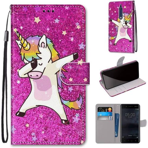 Coque En Pu Cuir Pour Nokia 5 Étui Flip Cover Clapet De Protection Portefeuille Avec Motif Cheval De Danse Housse Magnétique Case Wallet Étui À Rabat Antichoc Cover Nokia 5 5.2-Pouces